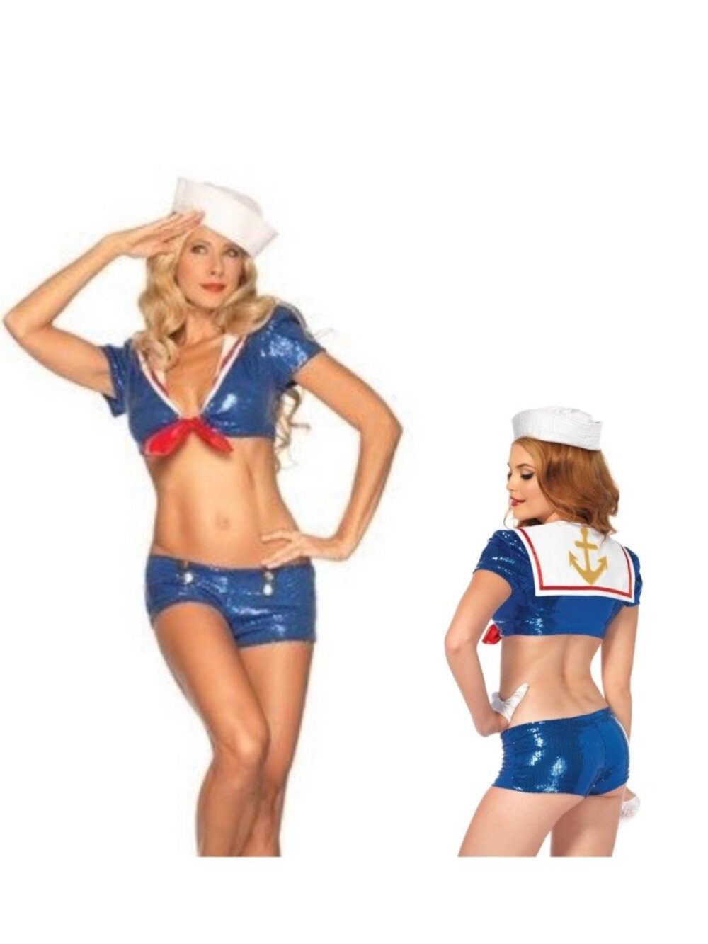 Leg Avenue Sexy Blue Sequins Sailor Cosplay Costume Women Size XS